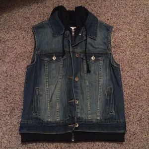 Denim hoodie vest